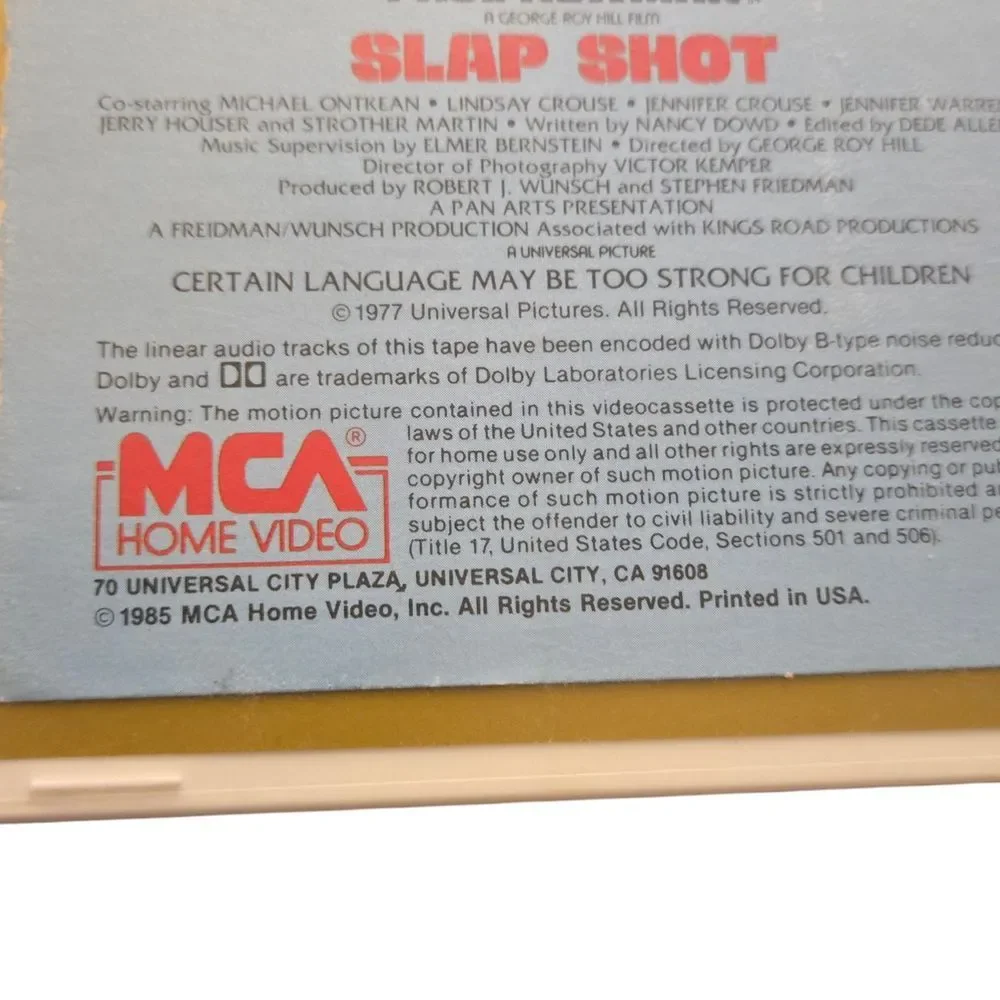 Slap‎ Shot VHS Paul Newman Cult Classic Sports Comedy Hard Shell Rare 1985